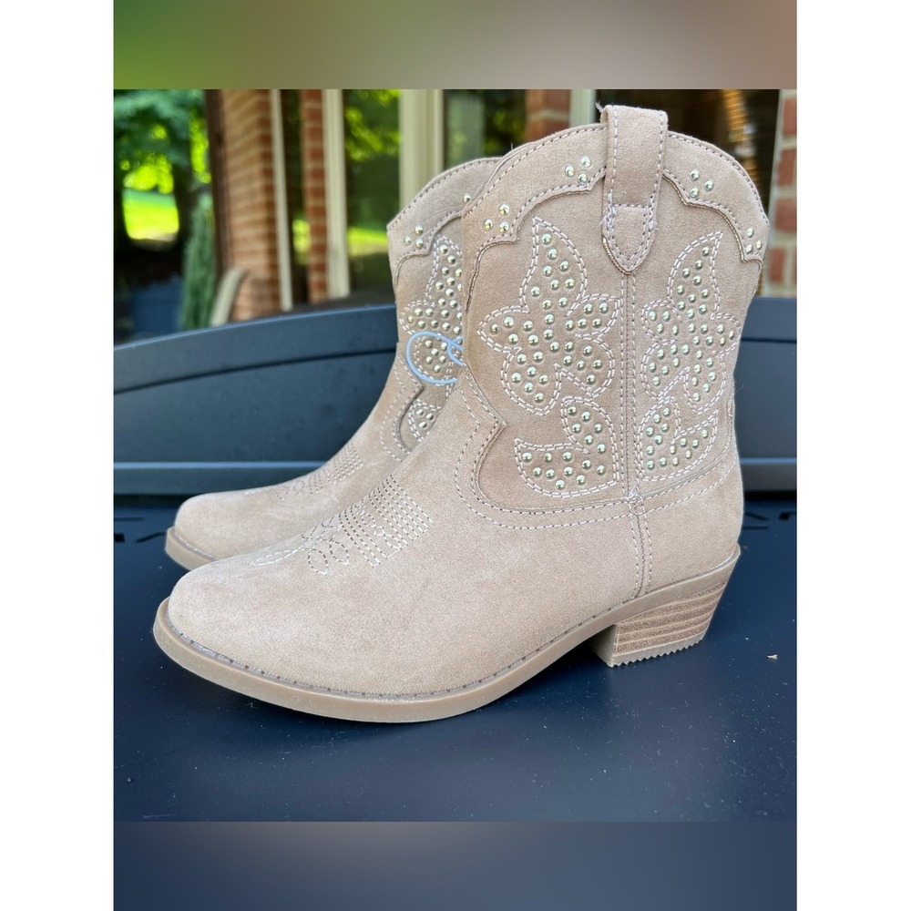 Art Class Girls Tan Studded Elma Western Cowboy Boots Size 1 NEW